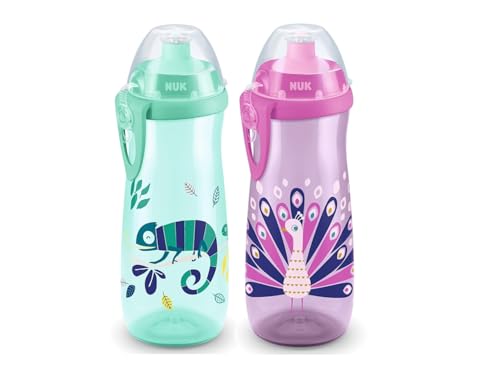NUK Sports Cup 450 ml Color Change – Junge & Mädchen Set – 2 Trinkflaschen im Farbwechsel-Design – Auslaufsicher, BPA-frei, ab 12 Monaten NUK Sports Cup 450 ml Color Change – Junge & Mädchen Set – 2 Trinkflaschen im Farbwechsel-Design – Auslaufsicher, BPA-frei, ab 12 Monaten