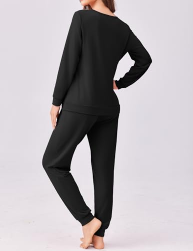 Ekouaer Pajama Sets for Women 2 Piece Plaid Pjs Long Sleeve Lounge Sets Comfy Gingham Nightwear with Pockets3