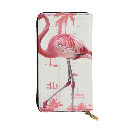 Flamingo Print Printed Long Wallet for Women Men Cute PU Leather Wallet with Coin Purse and Credit Card Holder