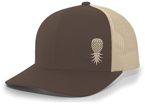 Image of Trenz Shirt Company Men's Upside Down Pineapple Embroidered Mesh Back Trucker Hat Baseball Cap