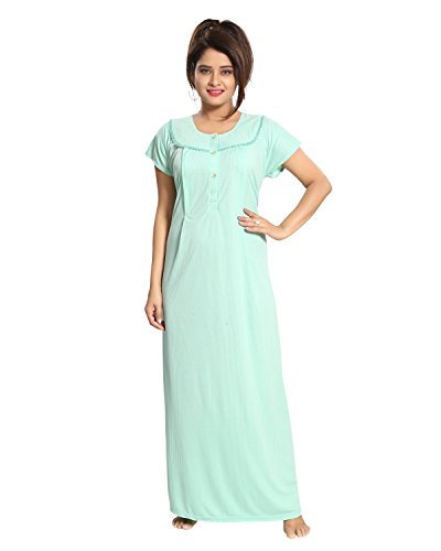 Fabme Women's Cotton Textured Floor Length Nursing Nighty