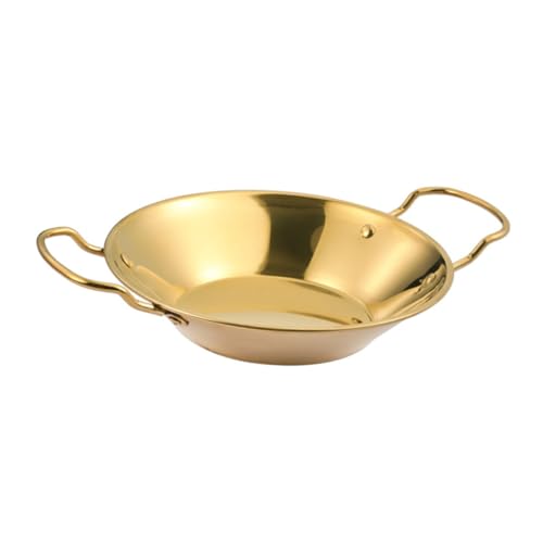 CLISPEED Olla Seca de Acero Inoxidable con Doble Asa Resistente la Corrosión Calor para Cocina y Sartén de Uso Múltiple