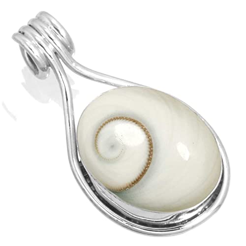 JEWELOPORIUM 925 Silver Pendant for Women White Genuine Shiva Eye Gemstone Statement Silver Pendant Necklace Mothers' Day Gift Fashion Jewelry