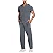 Scrubs for Men Workwear Stretch V-Neck Scrub Top and Pants Medical Uniform with Multi Pocket Unisex Scrub Set S-2XL