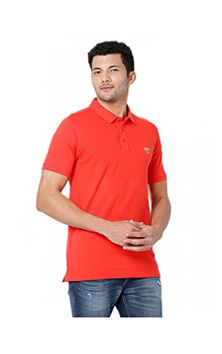 Image of Spykar Men's Slim Fit Polo Neck Half Sleeve Solid Casual T-Shirt