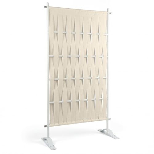 IDMarket - Mampara decorativa Claustra de 80 x 150 cm, correas beige y metal blanco