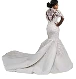 splendido abito sposa Bello e alla moda Splendido Abito da Sposa a Sirena Bianco con Applicazioni e Perline, Abito da Sposa a Maniche Lunghe(White,12)