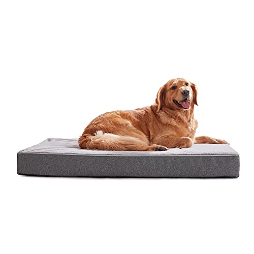 WATANIYA PET Extra Large Dog Bed, Cooling Dog Beds for Large Dogs, Washable Orthopedic Pet Bed for Crate with Joint Relief Memory Foam, Waterproof Liner and Plush Cover (41"x 29")
