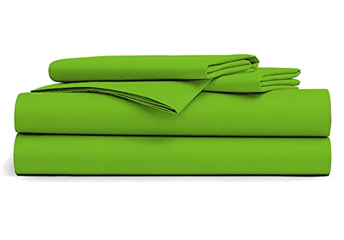 Drap Plat 100% Coton 57 Fils/cm² (Vert Anis, 240 X 300 cm) Qualité supérieure
