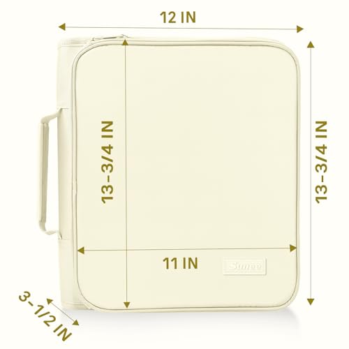 SUNEE Zippered Binder Bag with Handle, 2-Inch 3-Ring O-Ring, 500-Sheet Capacity, Includes Zip Pocket, 5-Tab Expanding File Folder, Multi-Pocket Organizer Binder for Middle School, Soft Beige - Image 6