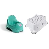 okbaby relax vasino per bambini con seduta ergonomica e schienale rialzato, turchese, 0.46 kilograms, 0, 1 & keeeper scaletta a gradino singolo keeeper stars, da 18 mesi a 10 anni circa, bianco