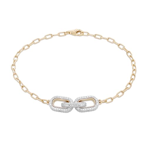 Bracelet maillons ovales argent plaqué or et diamant pour sublimer vos tenues de soirée et quotidiennes