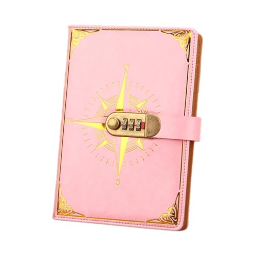 Generic ロック付き日記帳 A5 シンプルデザイン 防水 PUレザー 子供 大人 ティーン向け, ピンク