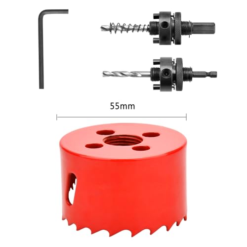 GUOQEE 55mm Hole Saw with Quick Change Arbor, Hole Drilling Cutter HSS BI-Metal for Wood Plywood, PVC, Drywall and Metal Sheet - Image 3
