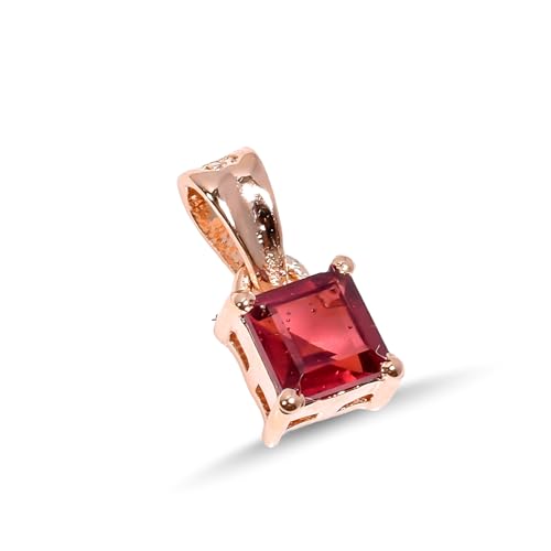 Collier argent 925 femme avec pendentif solitaire carré en pierre naturelle d'exception