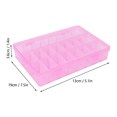 Image of Yosoo Nail Art Storage Box, 24 Grid Pink Empty Nail Boxes Nail Tips Nail Art Storage Box Plastic Bead Decoration Organizer Case DIY Handmade Gifts Nail Art Supplies Nail Art Container For Beads