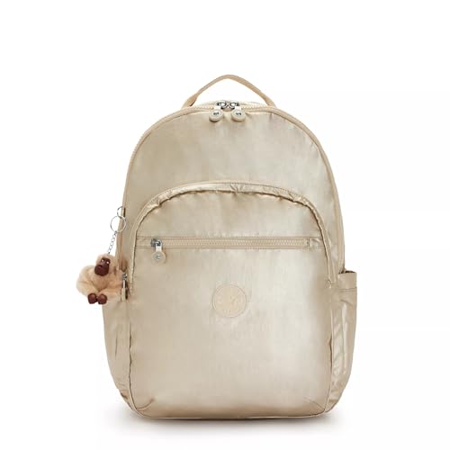 Kipling Mochila para laptop Seoul Go, Ouro estrelado metálico, Medium, Casual