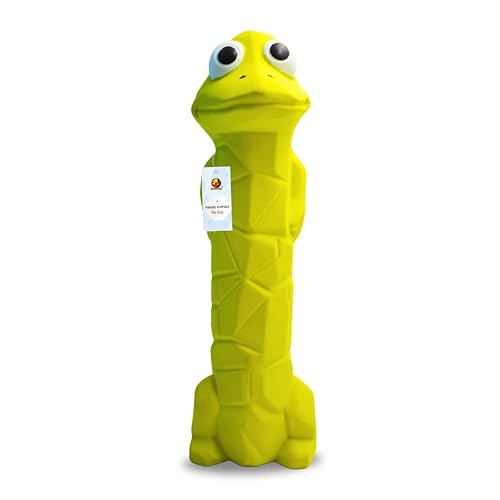 Foodie Puppies Dog Squeaky Chew Latex Rubber Toy - (Green Frog) | for Small Dogs & Puppies | Cotton Filled, Durable, Soft, Animal Design, Chew Safe Pl