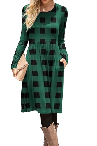 DB MOON Women Casual Long Sleeve Dress with Pockets