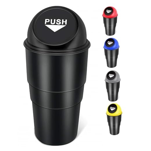 YIOVVOM Car Garbage Can with Lid, Leakproof Vehicle Automotive Cup Holder Car Trash Can, Small Trash Bin for Automotive Office Home Kitchen(Black, 1)