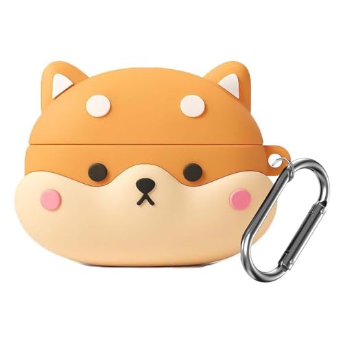 Image of SHISHVIKA Silicone Case Cover Compatible with OnePlus Nord Buds 4 Pro | Shockproof Protective Cover | Soft TPU Skin | Anti-Slip | Dustproof | LED Visible | Keychain Hook Included (Shiba Inu)