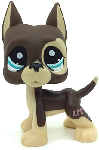 Brown Chocolate Great Dane Dog Dot Eyes Figures Mini Pet Shop - Little Pet Shop Dog Action Figure Rare Old LPS Toys Dot Eyes Puppy Toys for Kids Animal Toy for Girls & Boys