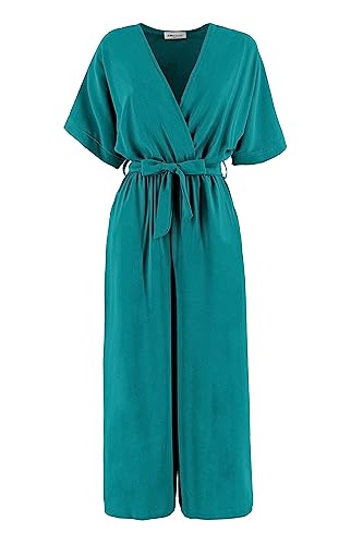 Jophy & Co. - Mono largo para mujer con cuello en V (cod. 6797), Petrolio., 3XL