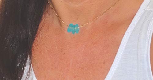 Gold Choker Necklace With Sea Glass-Beach Necklaces For Women-Chokers For Teen Girls-Dainty Gold Necklace-Ocean Necklace #TOP5