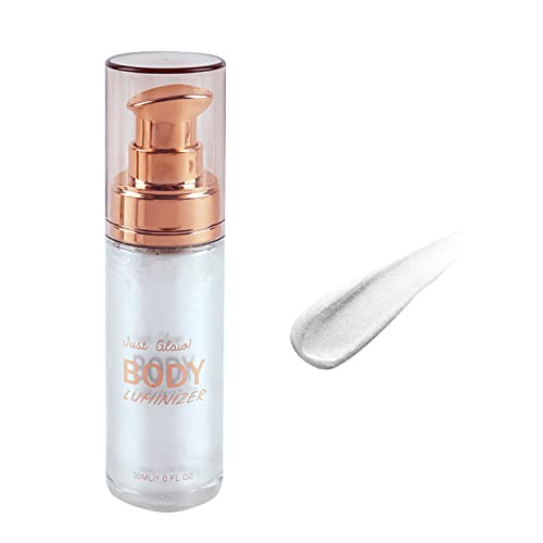 MAEPEOR Body Luminizer 5 Colors Waterproof Shimmer Face Body Glow Illuminator Non-sticky Liquid Body Highlight Illuminator (Pearl White, 30 ML)