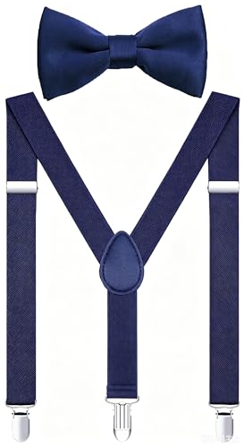 Image of Boys' Men's Suspenders and Bow Tie Set Elastic Adjustable