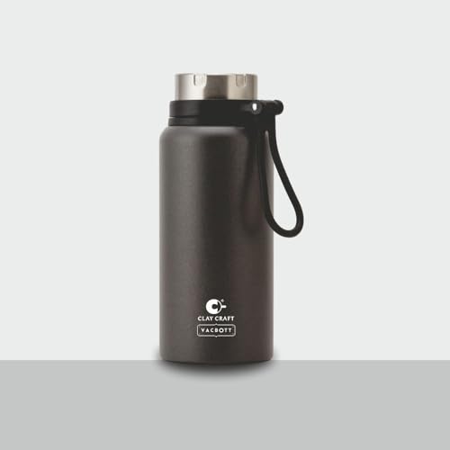 Image of CLAY CRAFT VACBOTT Topaz Uno Double Walled|18 Hours Hot and 24 Hours Cold Vacuum Insulated|Thermosteel|Flask Bottle 900 ml Steel Bottles for Travelling|BPA-Free|BIS Certified|1Year Limited Warranty