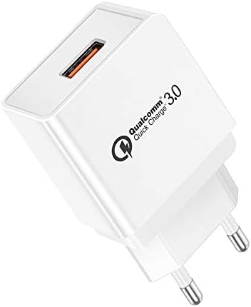 Quick Charge QC 3.0 18W Euro Fast AC Charger Adapter Compatible Samsung Galaxy S20 Ultra S10 S10+ S10e S9 S8 Note 20 10 9 8 A10s A20s A30s A51 A71, iPhone 12 Mini 11 Pro X XR XS Max 7 8 Plus SE 2020