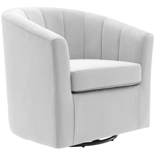 Sillón Giratorio Barrel Terciopelo Gris claro miniatura 1