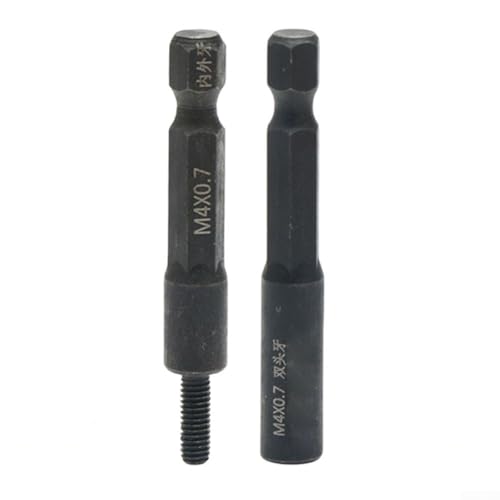 Juego de 2 adaptadores de enchufe para 4 mm x 0 7 / M5 x 0 8 para tuercas de inserción y pernos de suspensión con vástago hexagonal de 1/4 pulgadas adecuado para taladros de mano (4 mm)