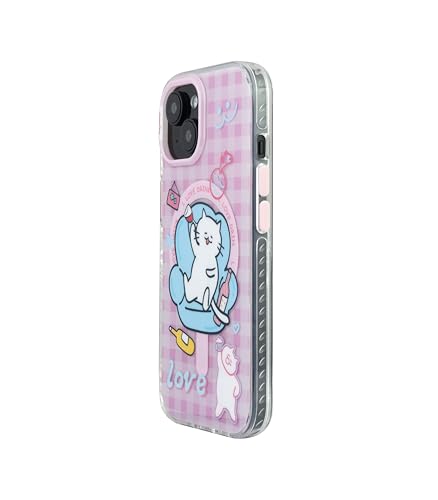 Image of Couch Queen Series Case for iPhone 15 Compatible with Wireless Charging | Fun Lazy Cat Cartoon Design with Glossy Finish | Slim Shockproof Protective Back Cover | Couch Queen Edition