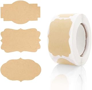 cobee Kraft Tags Sticker, 250 Pieces Gift Tags Stickers Kraft Stickers Label Gift Tags for Holiday Bottle and Food Jars Christmas Stickers Blank Stickers,5 x 3 cm
