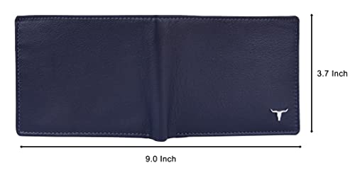 Image of URBAN FOREST Griffin Aniline Blue Leather Wallet & Diamond Pen Combo Gift Set for Men