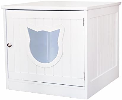 Sweetbarks Cat Home Nightstand | Indoor Pet Crate | Litter Box Enclosure - White