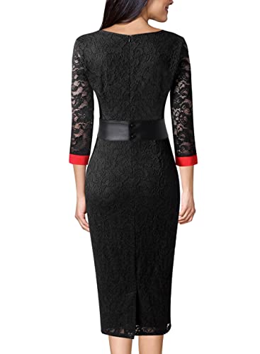 VFSHOW Womens Vintage Asymmetrical Neck Work Business Party Sheath Dress3