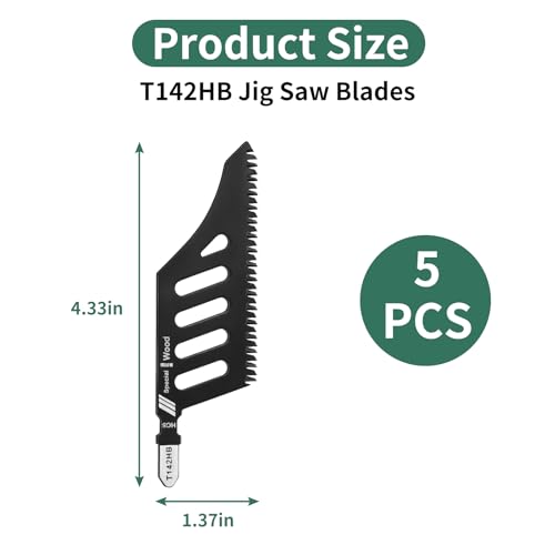 Minnisend T142HB Jigsaw Blades 5-Pack, High Carbon Steel T-Shank Blades for Special-Shaped & Flush Cuts in Wood, Plastic & Fiberboard, Professional Scroll Saw Accessories - Thumbnail 2
