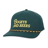 Bogeys and Beers Performance Golf Hat - Funny Golf Hat, Polyester/Spandex Blend, Adjustable Rope Snapback Cap - Breathable - Green