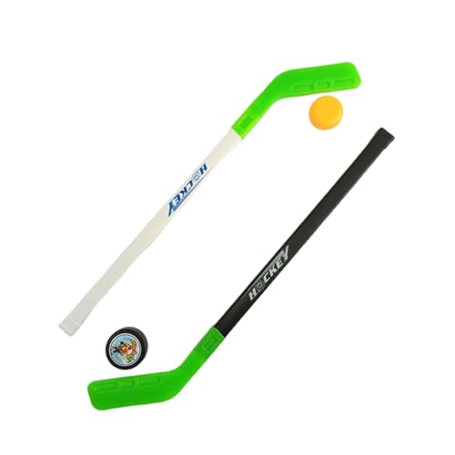 DimyFew Kinder Hockey Set mit 2 Schlägern und 2 Bällen Hockeyausrüstung für Kinder Ab 3 Jahren Geburtstagsgeschenk für Jungen und Mädchen Sportaktivitäten drinnen und draußen Grün