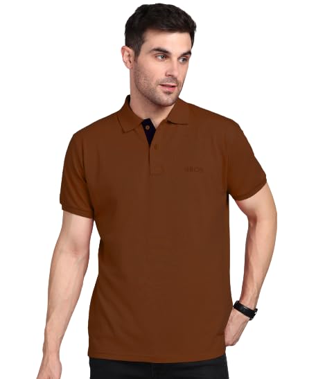 Image of 3BROS Men's Cotton Blend Half Sleeve Regular fit Comfortable Polo Neck T-Shirt (Pack of 1)
