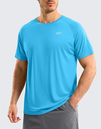 Image of Pudolla Men's Rashguard Swim Shirts Short Sleeve UPF 50+ Sun Protection SPF Quick Dry Lightweight Water Fishing Beach Shirt