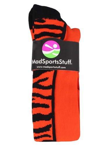 MadSportsStuff Crazy Socks with Safari Tiger Stripes for Softball Baseball Boys Girls Women Men Youth Adult Kids Over Calf2