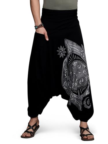 Image of The Veshti Company Printed Harem Pants for Men's Cotton Hippie Style Baggy Boho Yoga Pajama Pant with Pocket