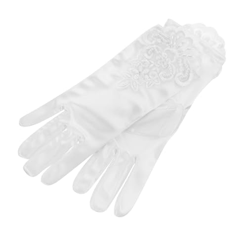 1Pair Lace Gloves for Dress Up Flower Girl Performance Embroidered Costume Accessory for Weddings and Special Occasions