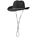Produktbild Lipodo Westernhut mit Kinnband Damen Herren 100% Wollfilz Made in Italy Rodeohut mit Lederband Cowboyhut Filz Sommer Winter schwarz L (58-59 cm)
