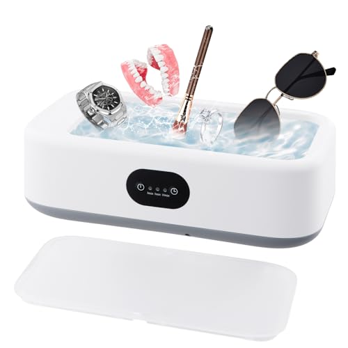 Limpiador Ultrasonidos Dental Joyas, 49000HZ, Profesional, 640ml Limpiador Gafas Ultrasónico con 3 Modos Tiempo, Maquina Ultrasonido Limpieza 360°, Ultrasonic Cleaner para Relojes Dentaduras Razots