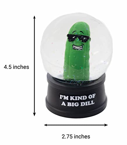 Kwirkworks I'm Kind of a Big Dill Snow Globe | Funny Pickle Gift Perfect for Anyone | Hand Painted, Made from Glass and Poly Resin Material | 4.5x2.75 Inches, 15 Ounces - Thumbnail 4